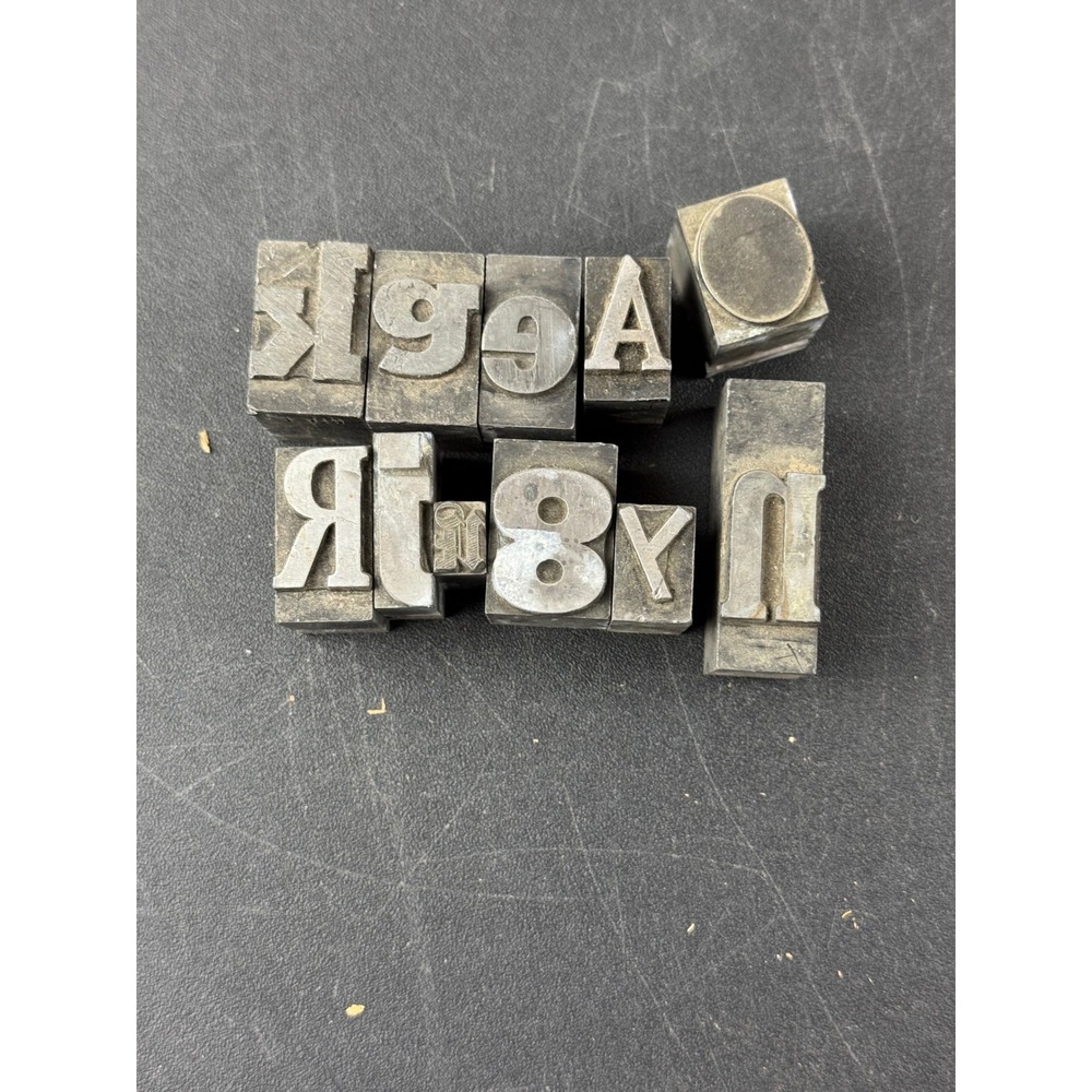 Vintage Metal Letterpress Printing Blocks Antique Industrial Type Set Mixed Lot